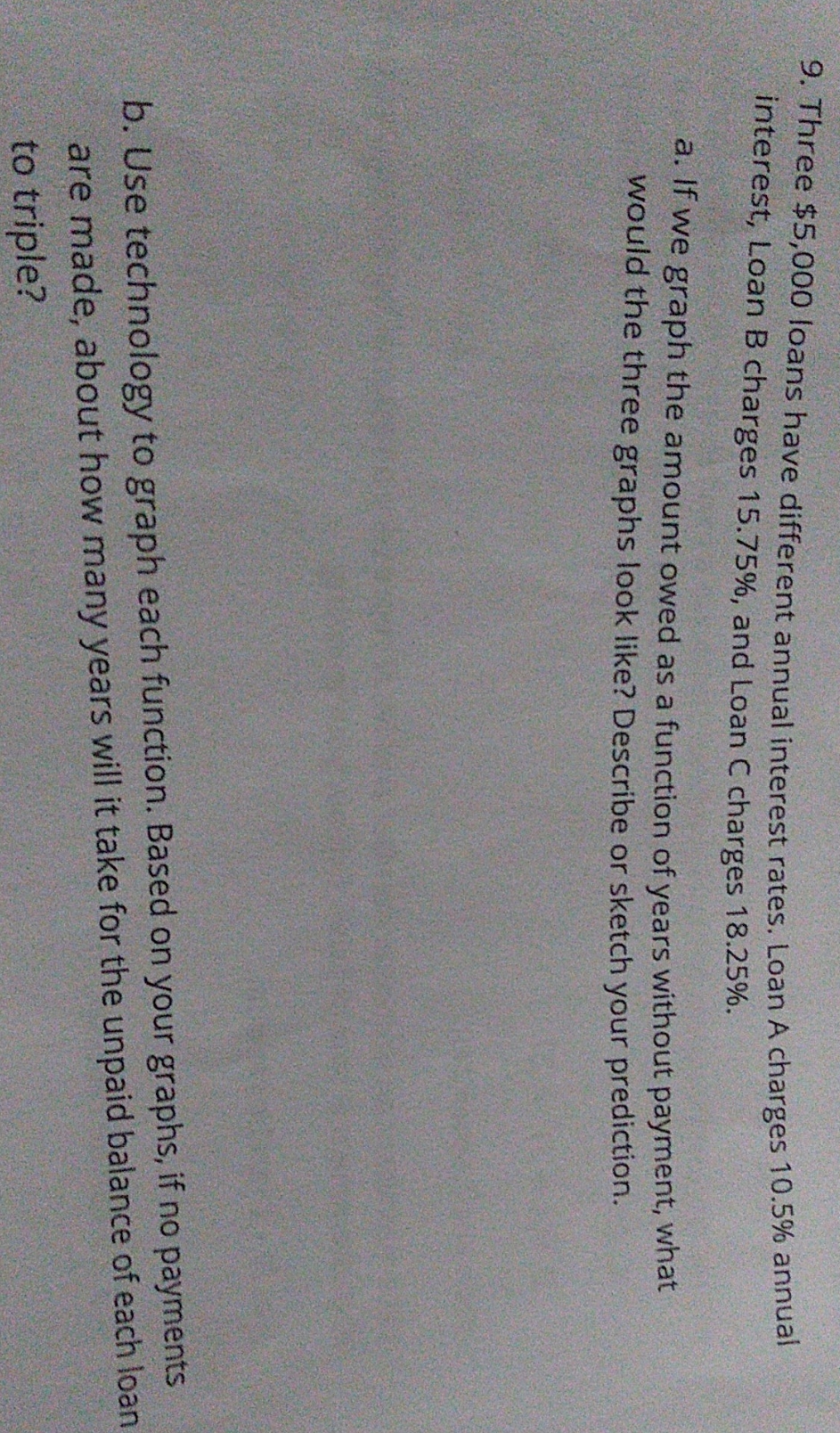 this the question 9. Three $5,000 loans have