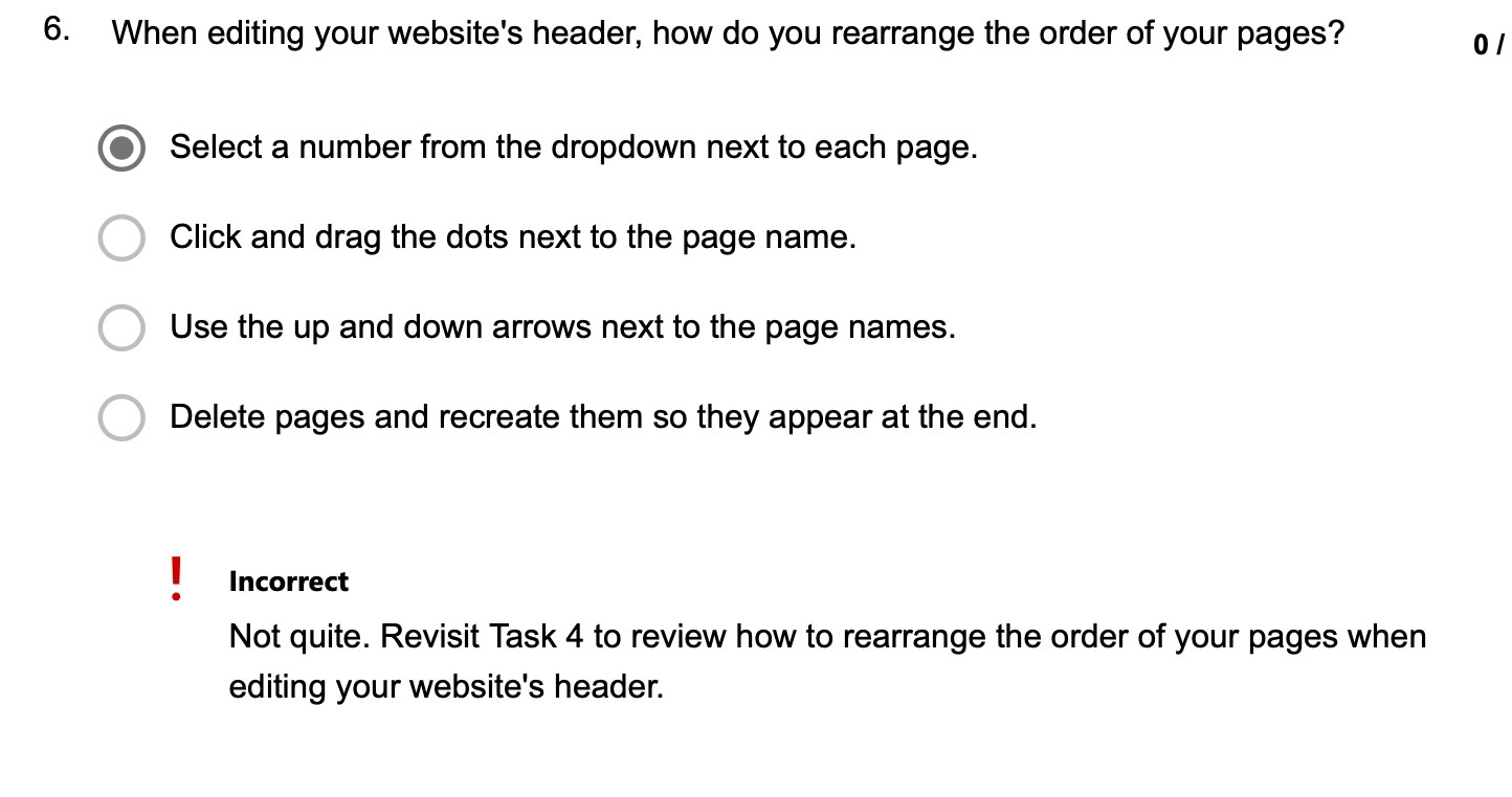 6- When editing your website's header, how