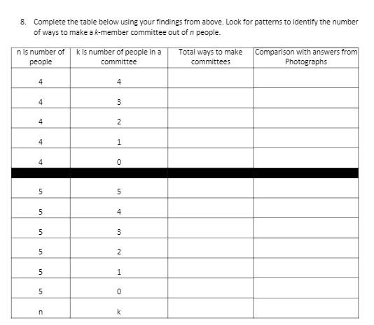 8. Complete the table below using your findings