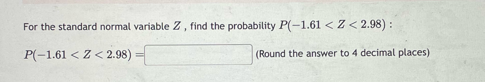 Please answer the following: For the standard