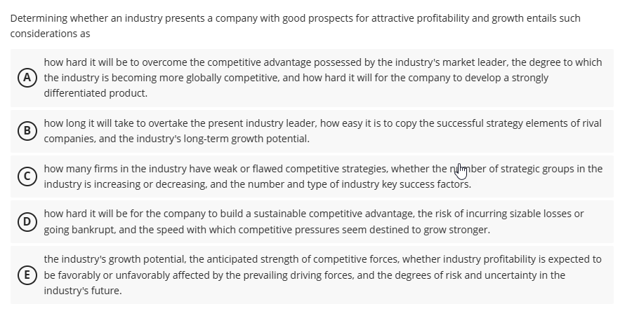 s Determining whether an industry presents a