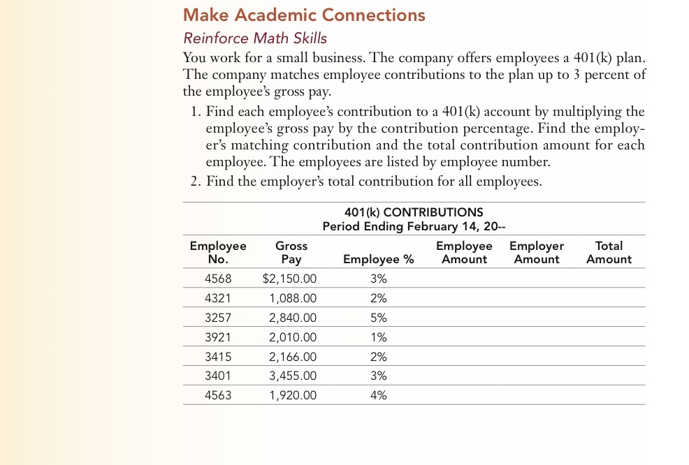Make Academic Connections Reinforce Math Skills