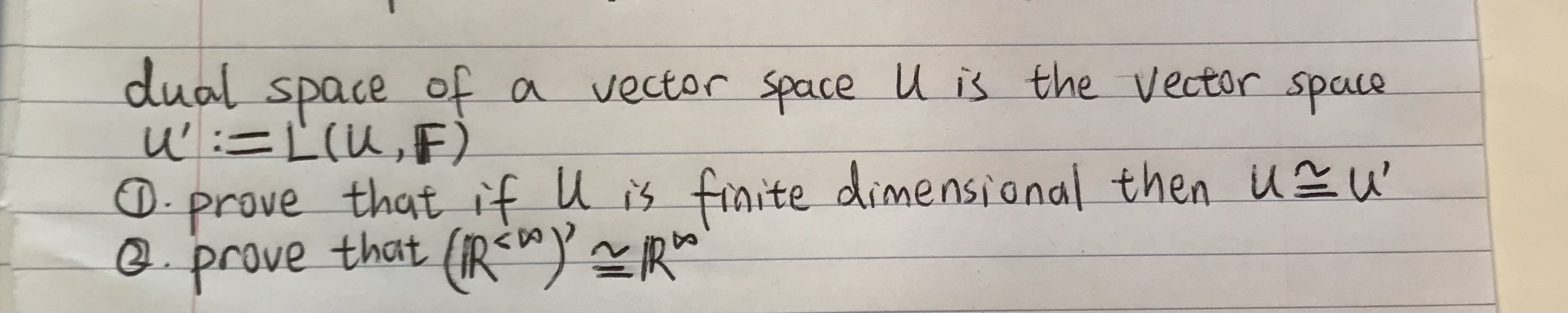 dual space of a vector space u is the vector