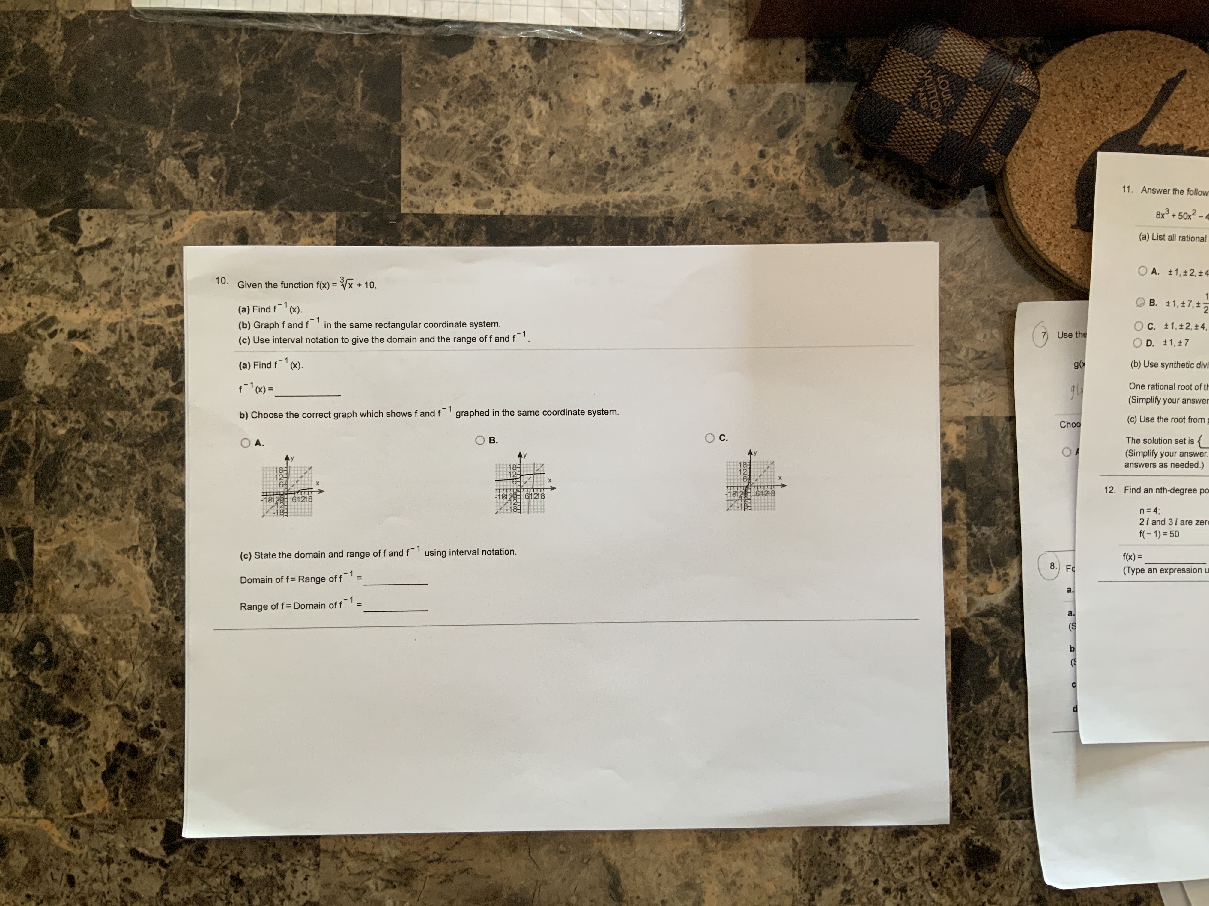 sing 11. Answer the follow 8x + 50x2 (a) List all