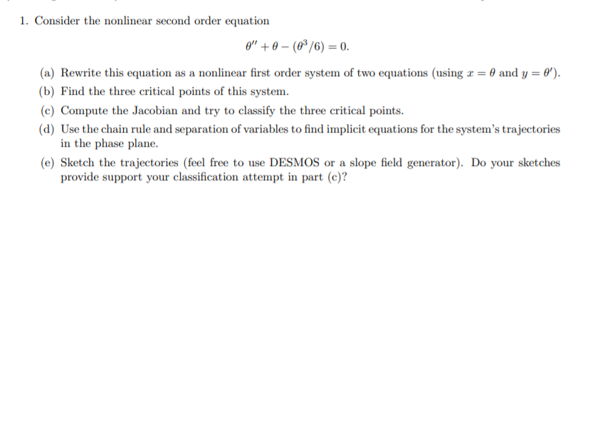 plz solve this one ! 1. Consider the nonlinear