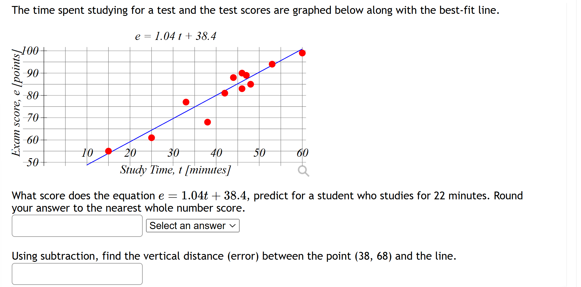 Question one answers could be hours, students,
