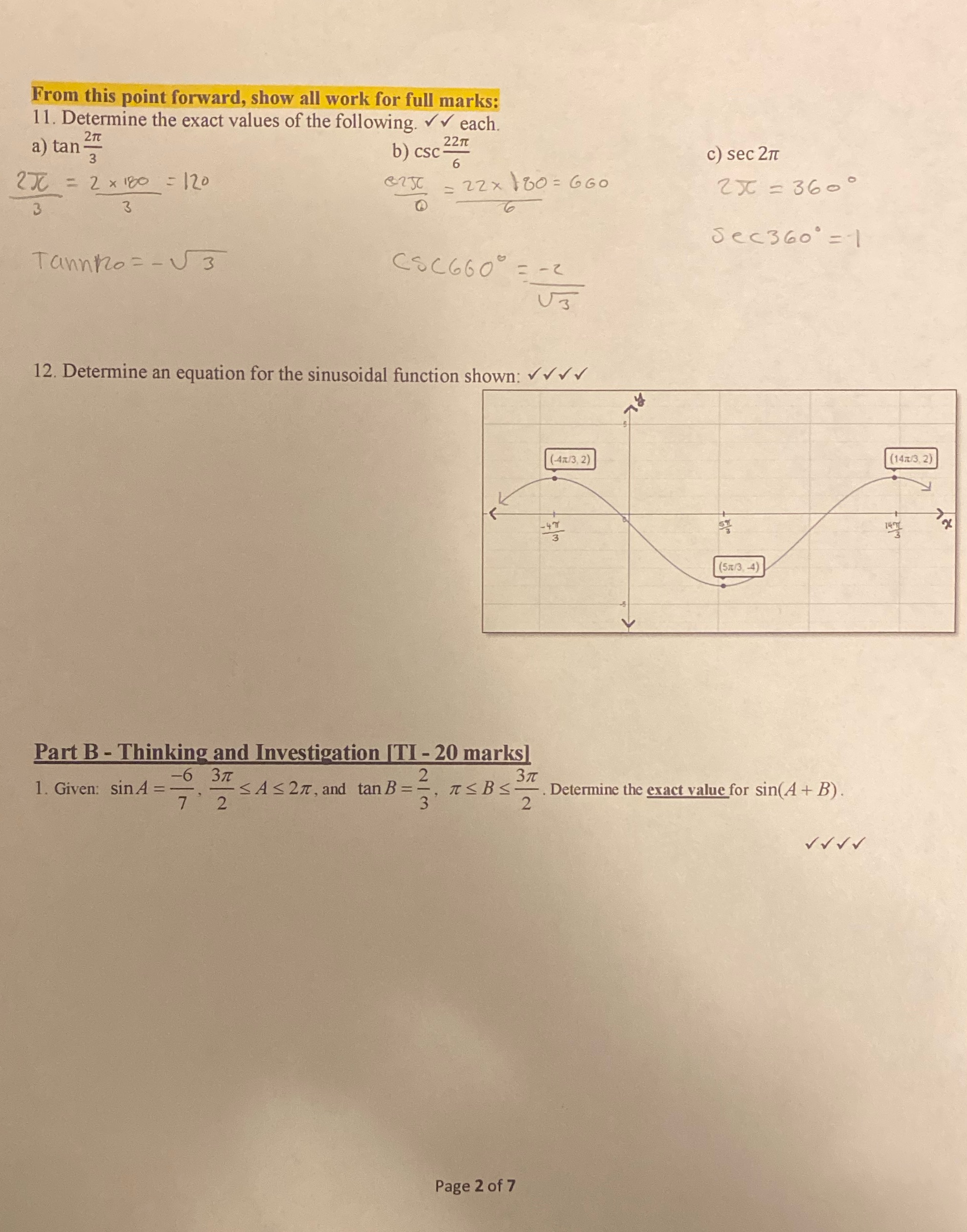 From this point forward, show all work for full