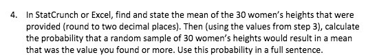 4. In StatCrunch or Excel, find and state the