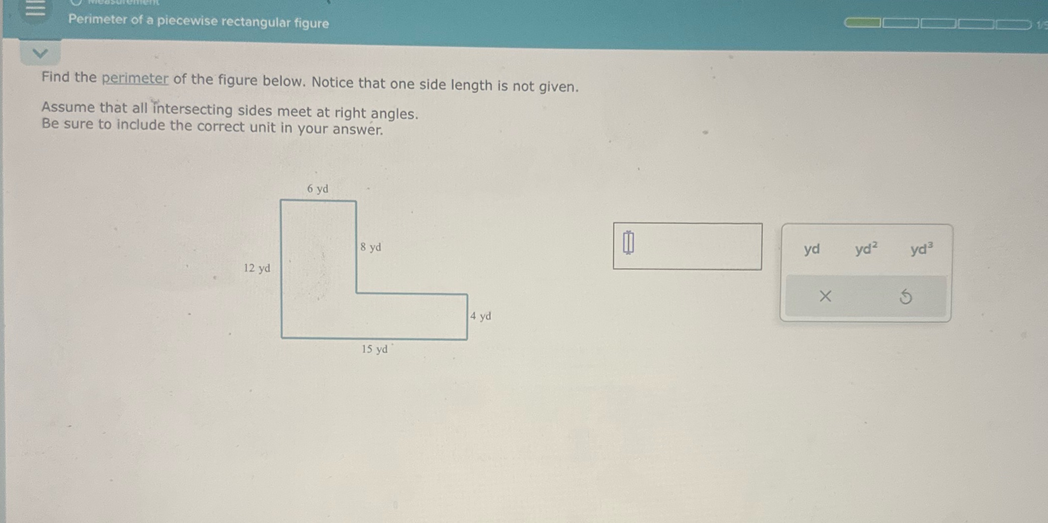 Perimeter of a piecewise rectangular figure V