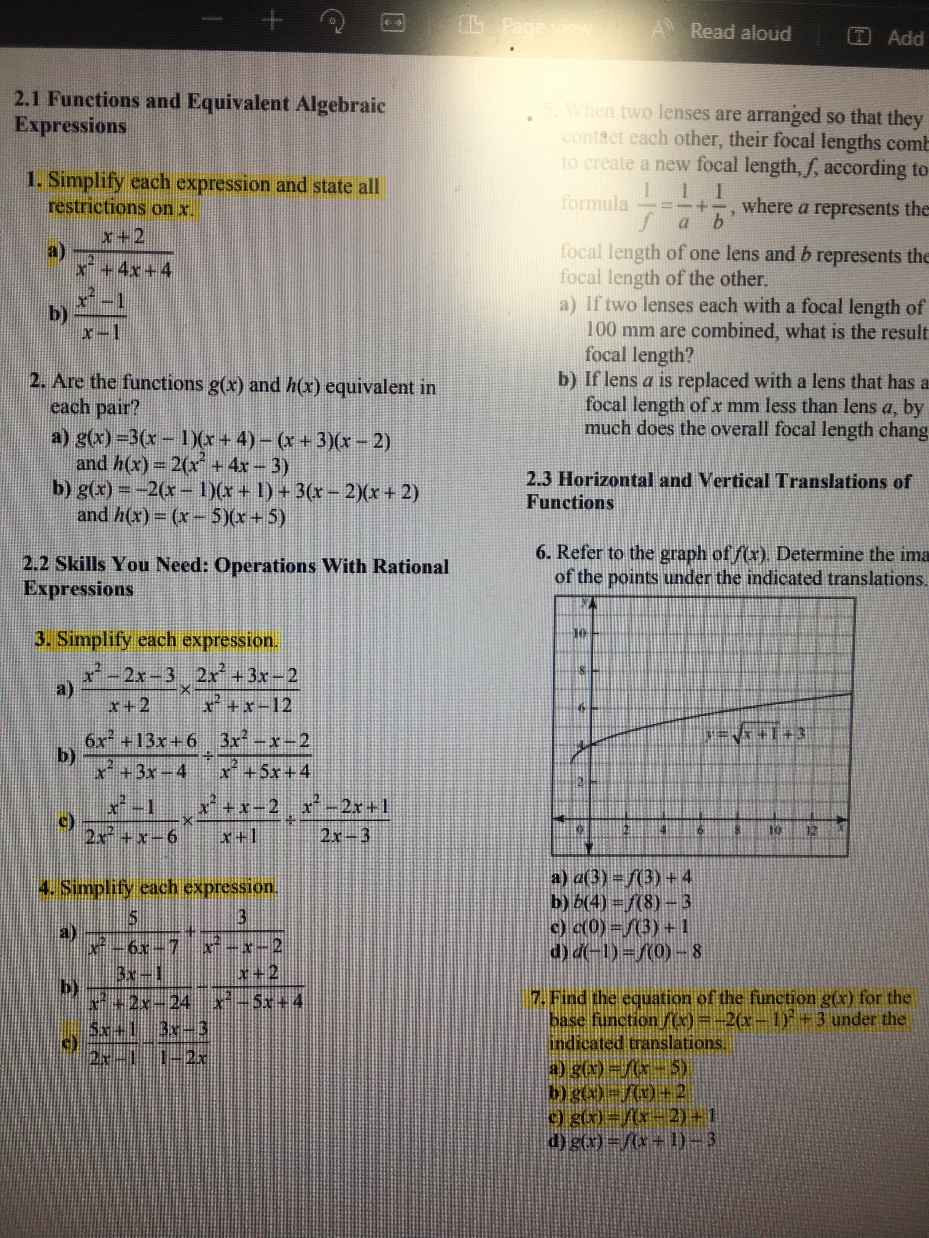 A Read aloud (T Add 2.1 Functions and Equivalent