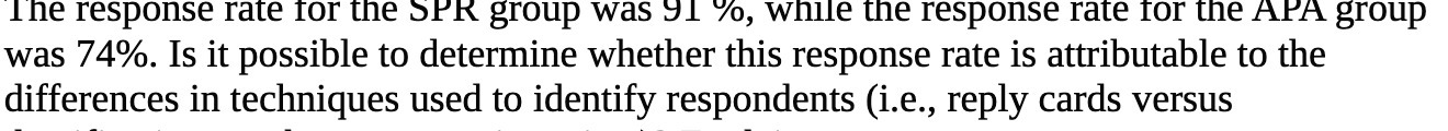 The response rate for the SPR group was 91 %,