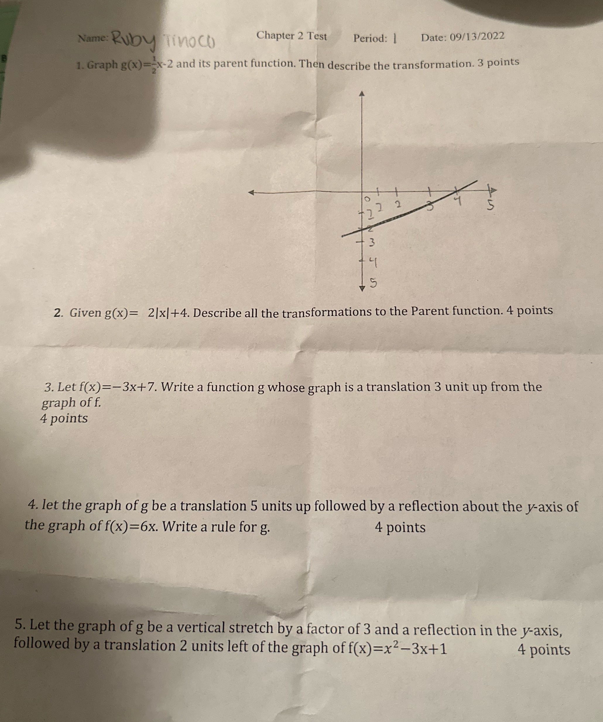 Name: Ruby Tinoco Chapter 2 Test Period: | Date: