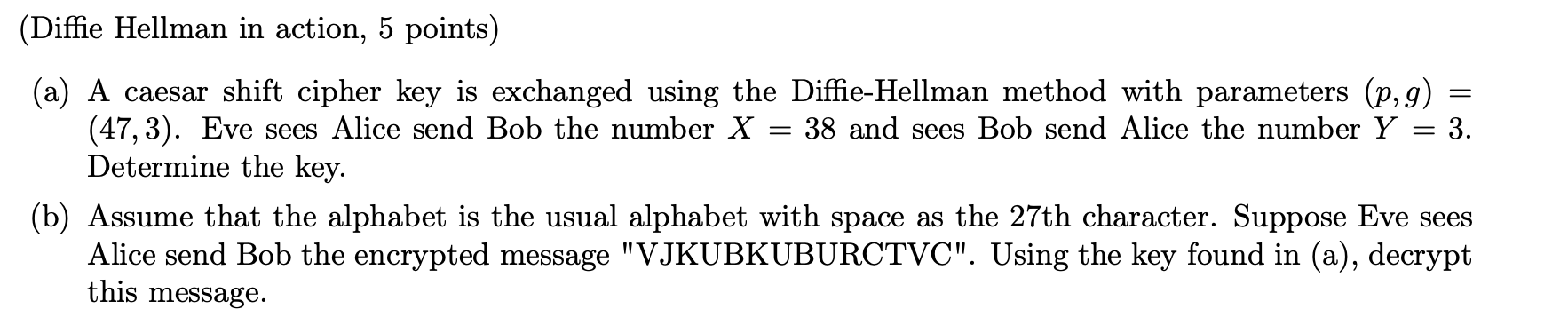 Please anser b a 5 mod 47 = 38 KA  style=