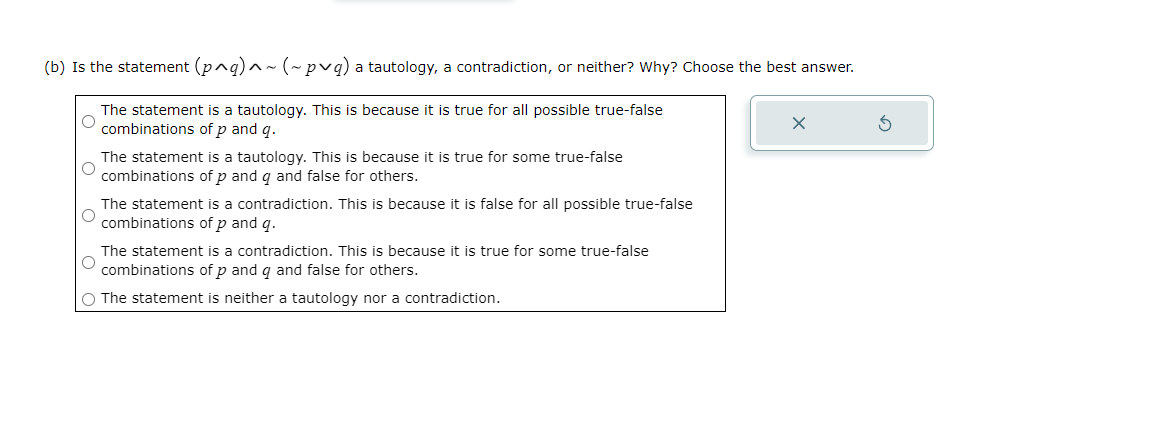 (a) Complete the following truth table. Use T for