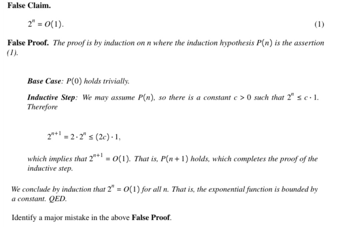 Discrete Math about asymptotic behavior False