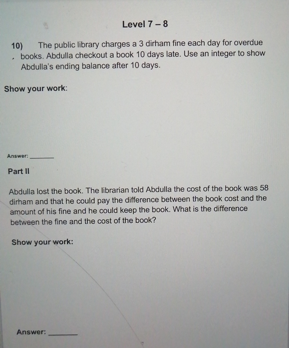 need answers Level 7 - 8 10) The public library