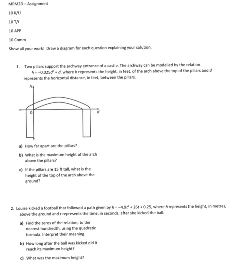 With all details MPM2D - Assignment 10 K/U 10 T/1