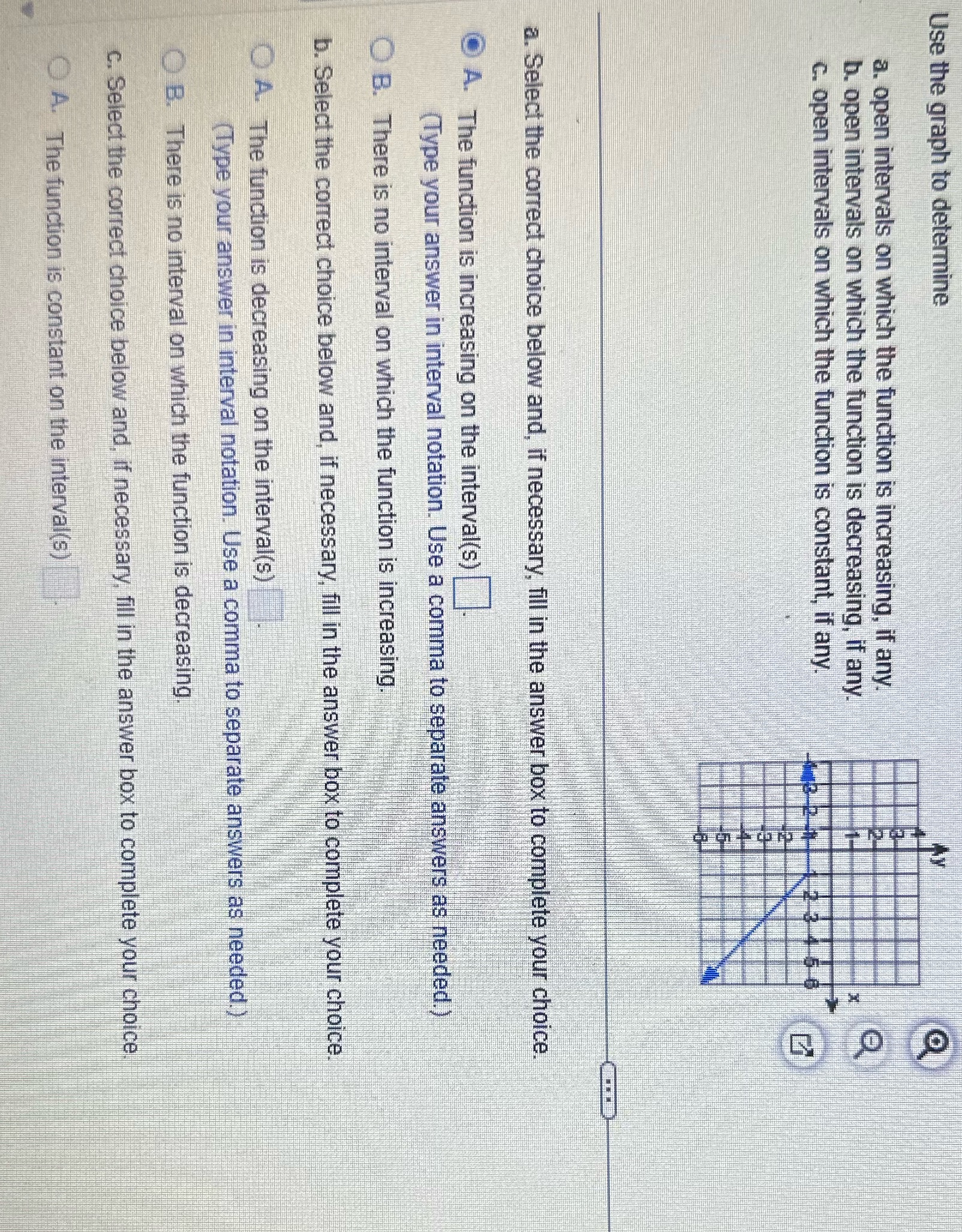 Use the graph to determine O a. open intervals on