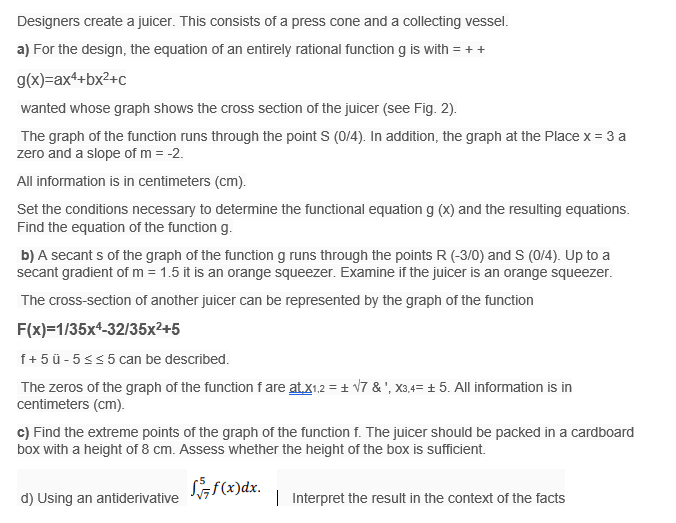 kindly solve this! \fDesigners create a juicer.