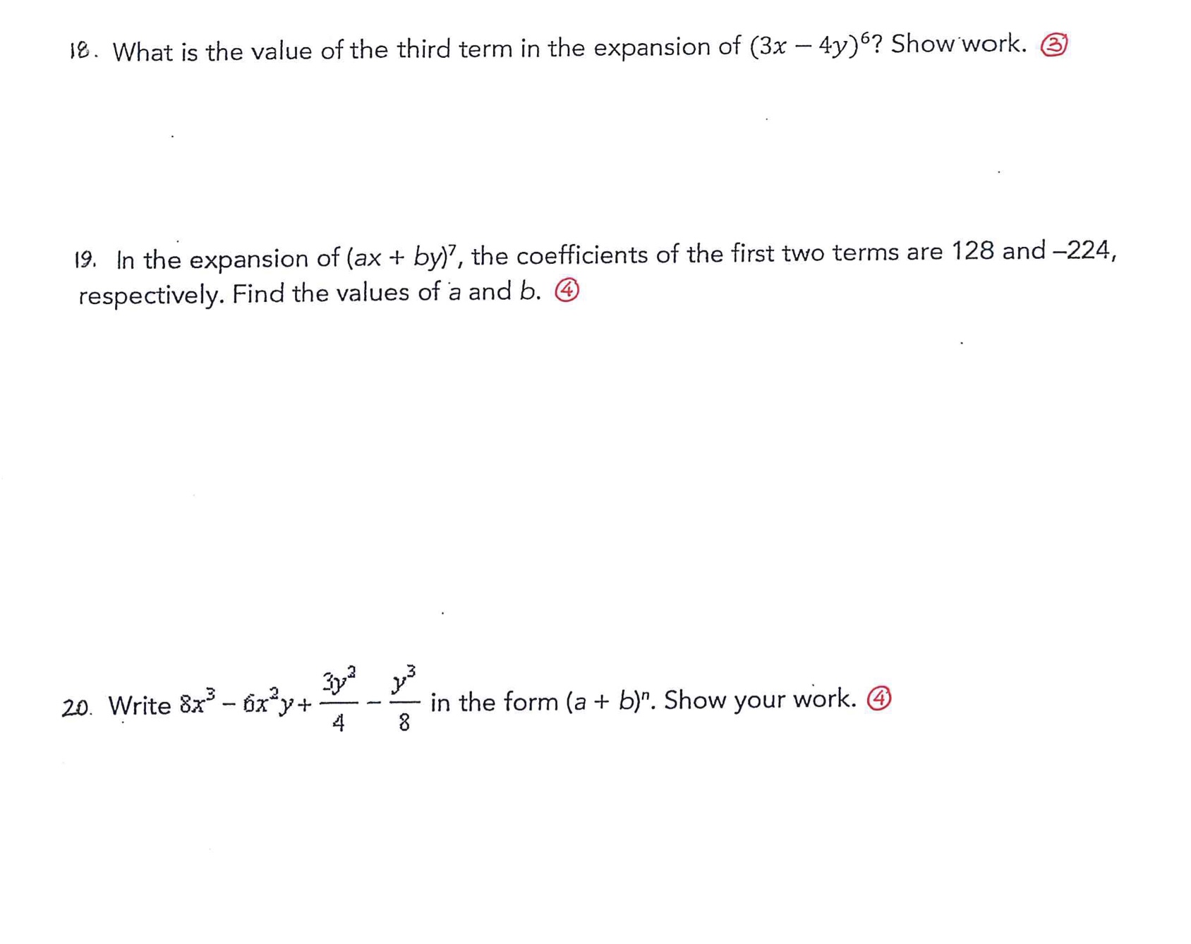 18. What is the value of the third term in the
