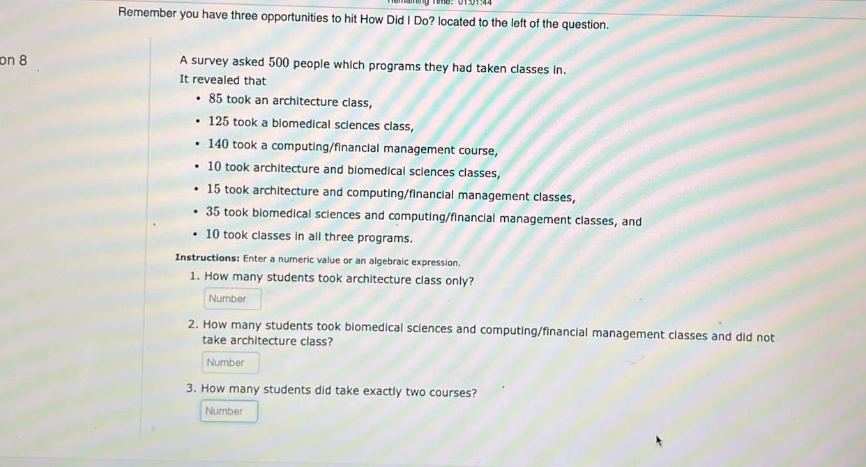 Remember you have three opportunities to hit How