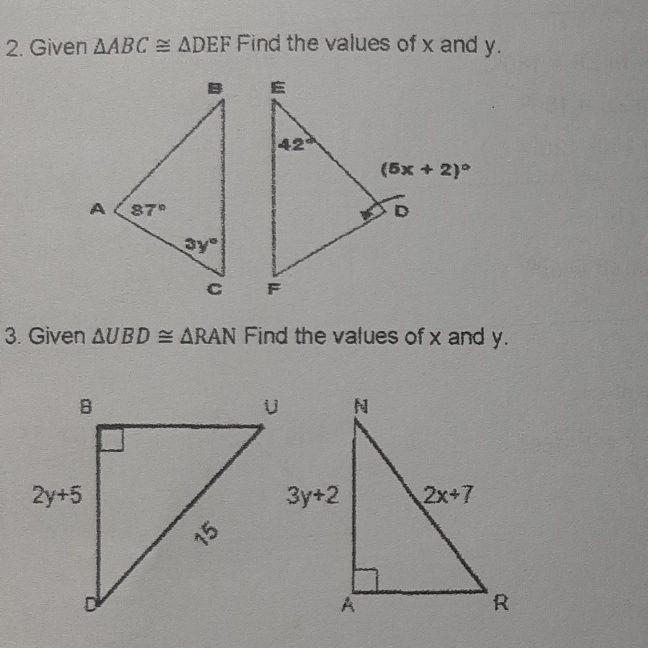 plsss show solution 2. Given AABC = ADEF Find the