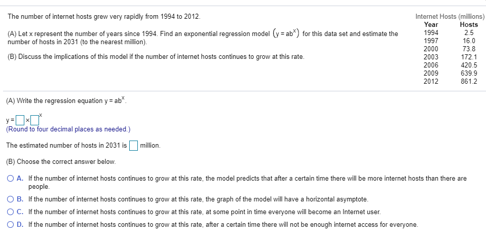 The number of internet hosts grew very rapidly