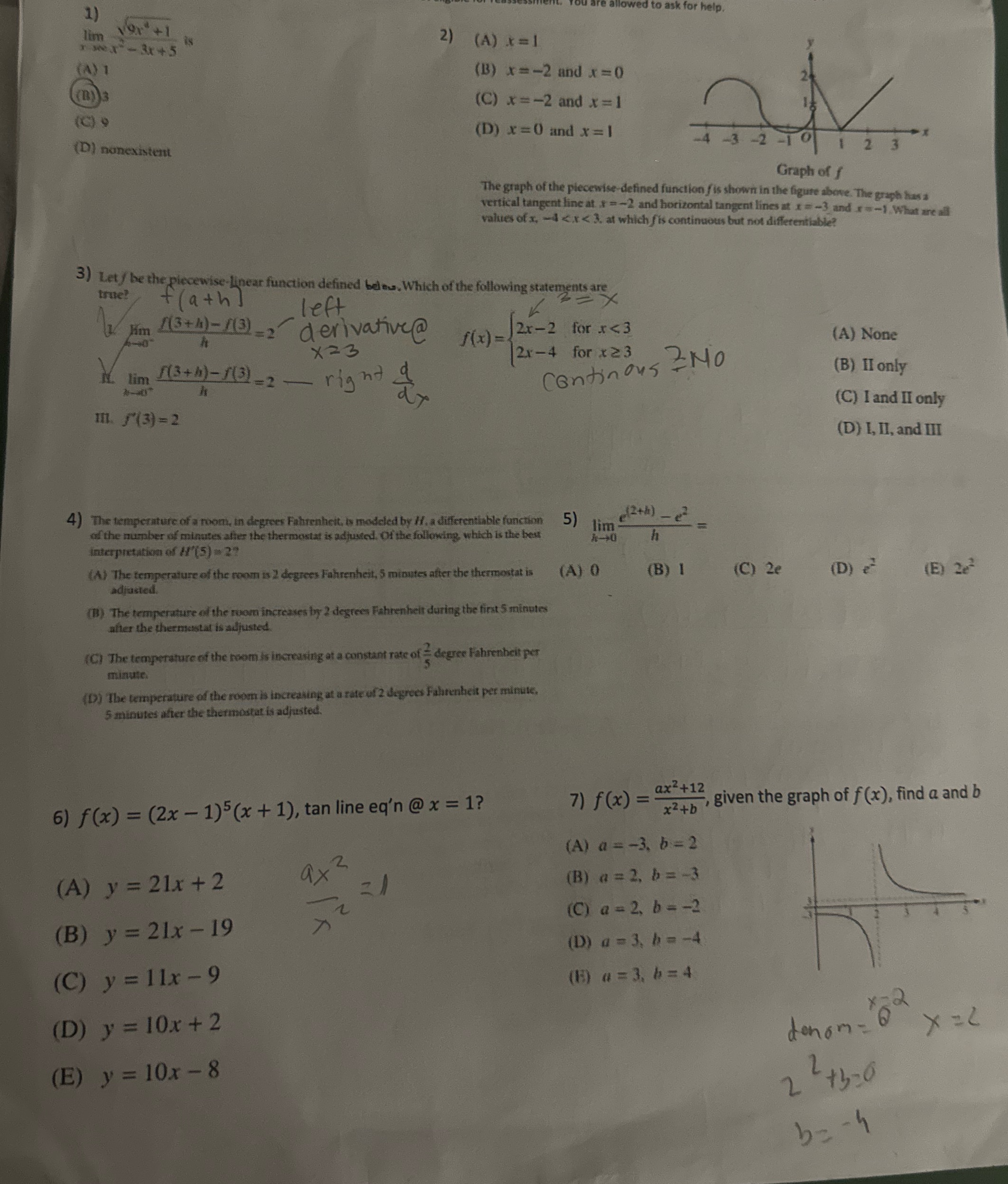 1) k for help. lim 1or +1 re - 345 2) (A ) * = 1