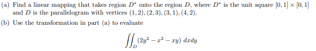 (a) Find a linear mapping that takes region