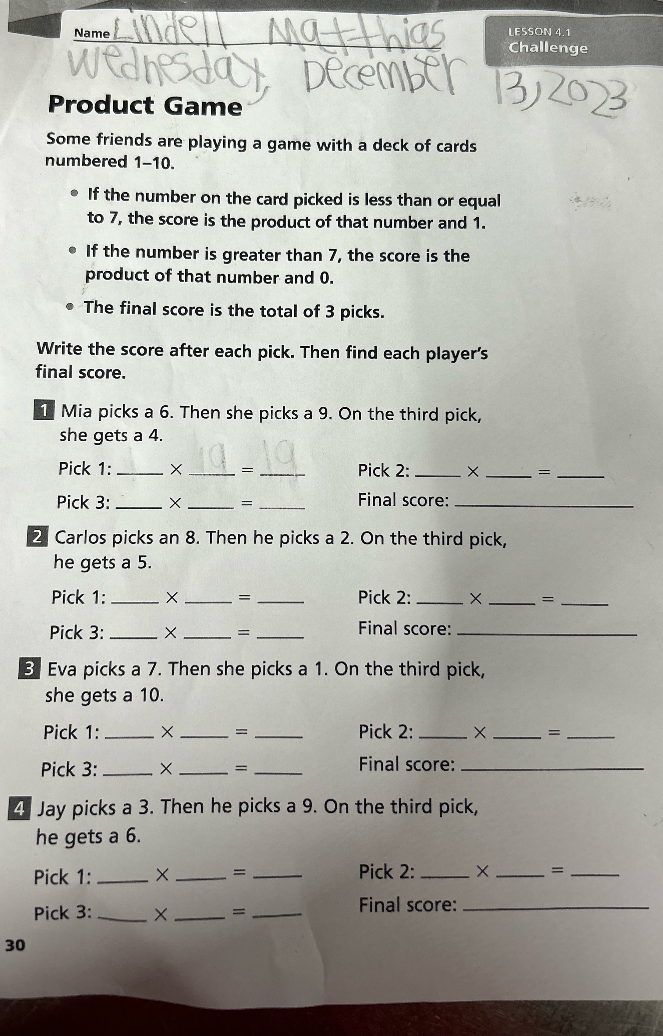 Name Linde Matthias LESSON 4.1 Challenge