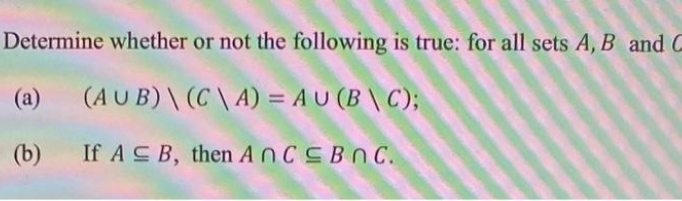 Determine whether or not the following is true: