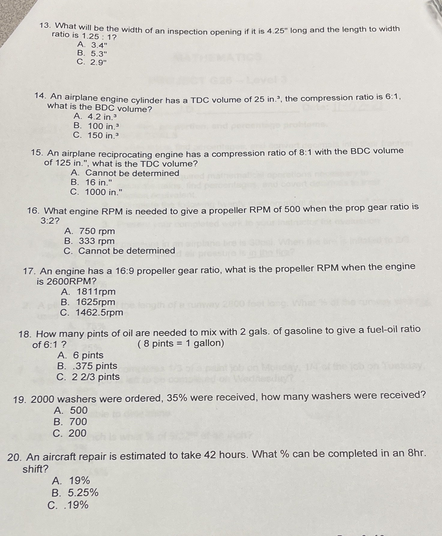 ratio is 1.25 : 1? 13. What will be the width of