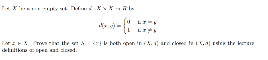 Def: \f0 Let (X: d) be a metric space and suppose