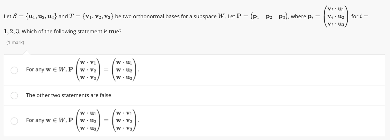 Vi . uj Let S = {u1, u2, u3} and T = {V1, V2, V3}