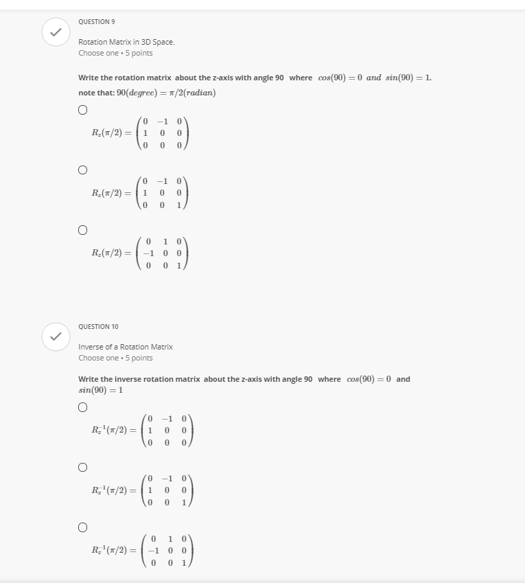 QUESTION 1 V Select the mappings that are linear