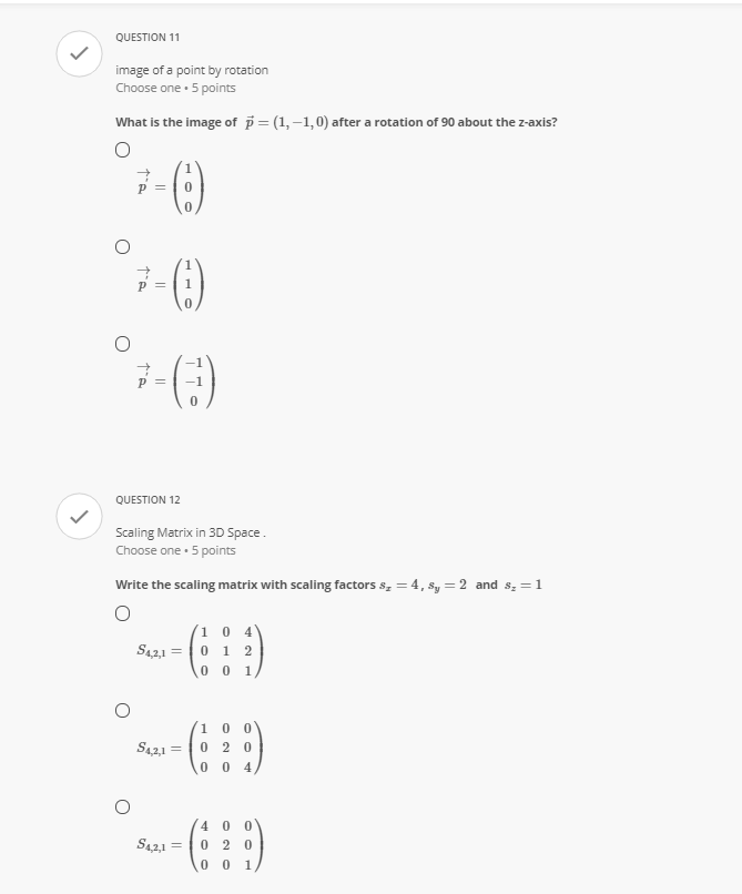 QUESTION 1 V Select the mappings that are linear