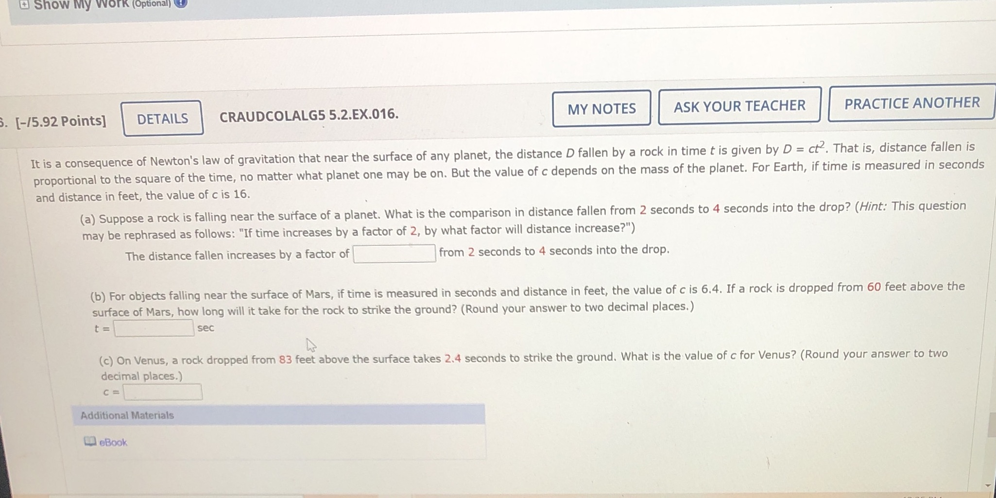 Show My Work (Optional) [-/5.92 Points] DETAILS