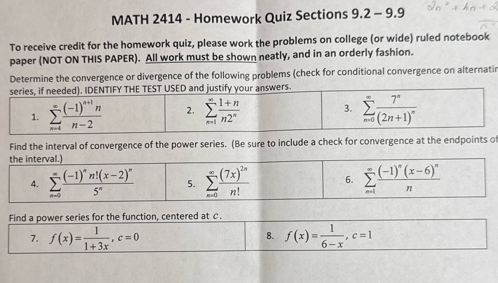Step by step pls MATH 2414 - Homework Quiz