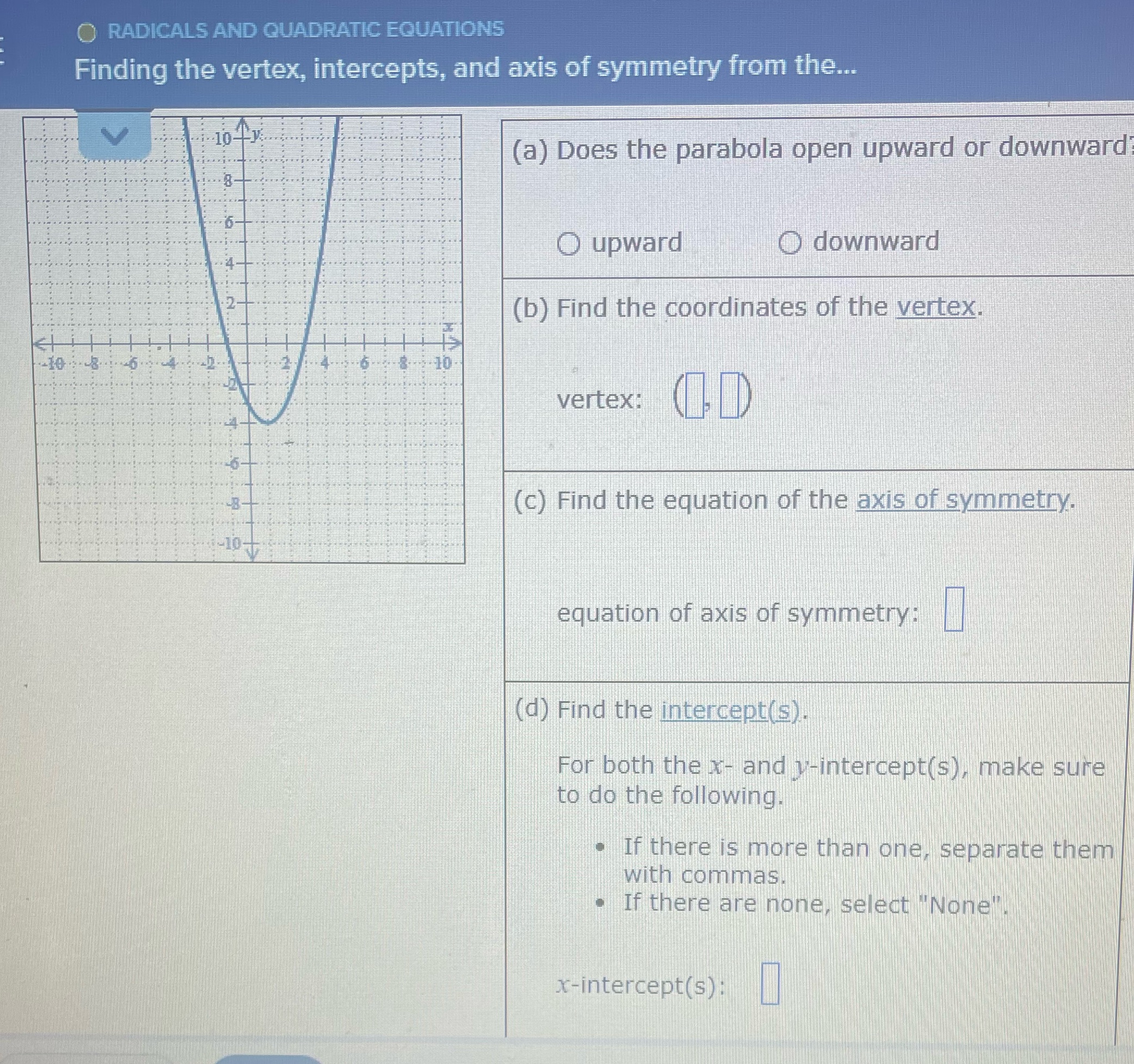 Under the d after x-intercepts it's has