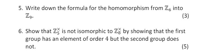 5. Write down the formula for the homomorphism