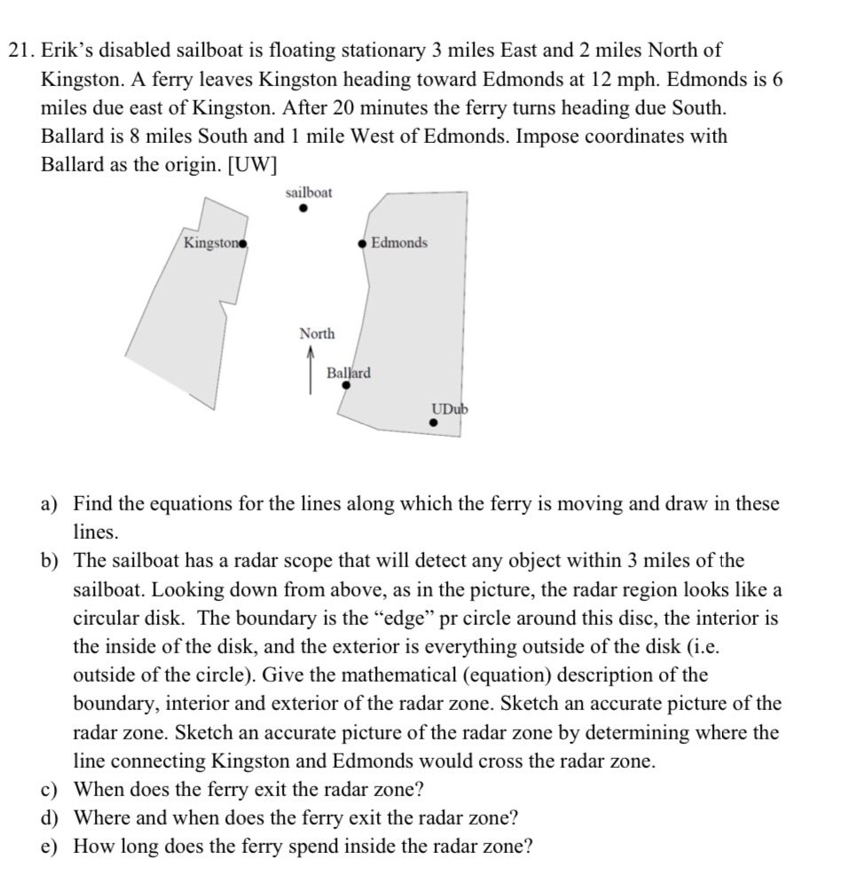 Solve 21. Erik's disabled sailboat is floating