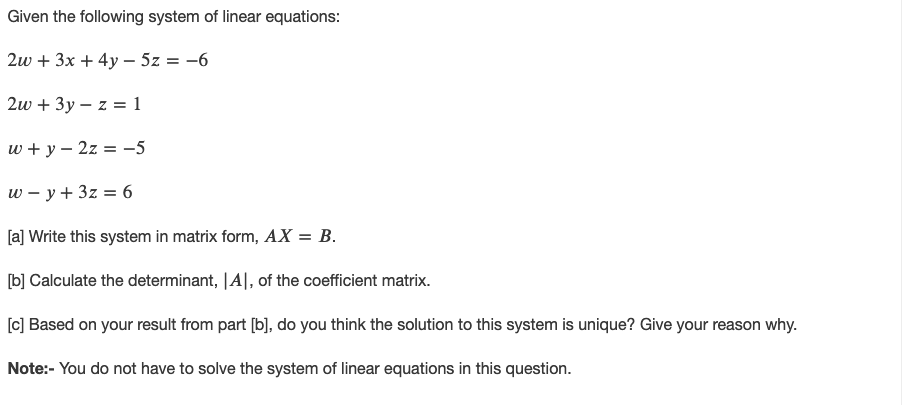 Given the following system of linear equations: