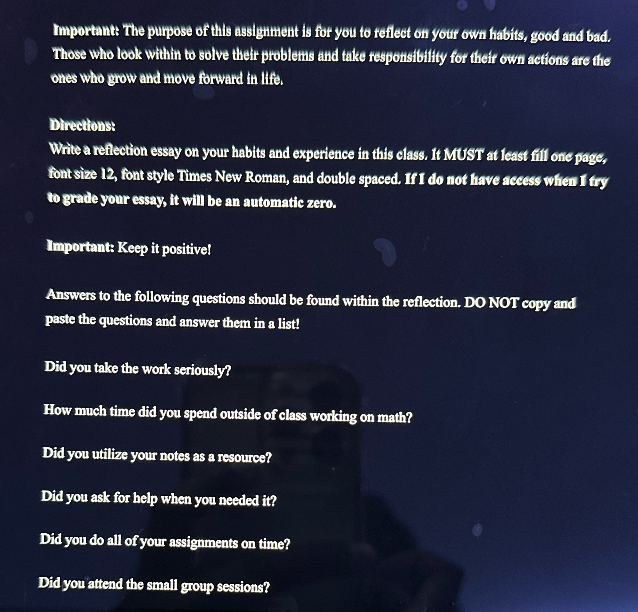 Important: The purpose of this assignment is for