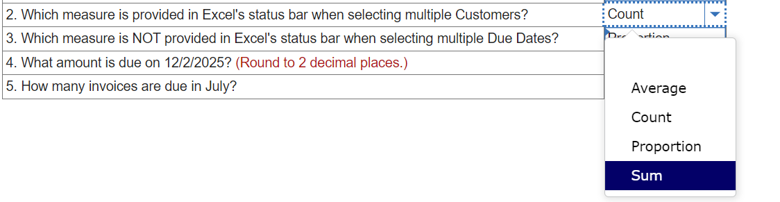1. What is the data type of the Due Date column