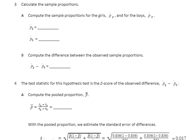3 Calculate the sample proportions. A Compute the