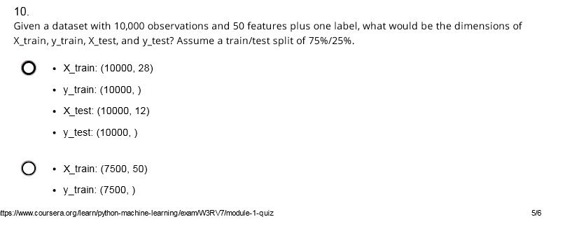 10. Given a dataset with 10,000 observations and