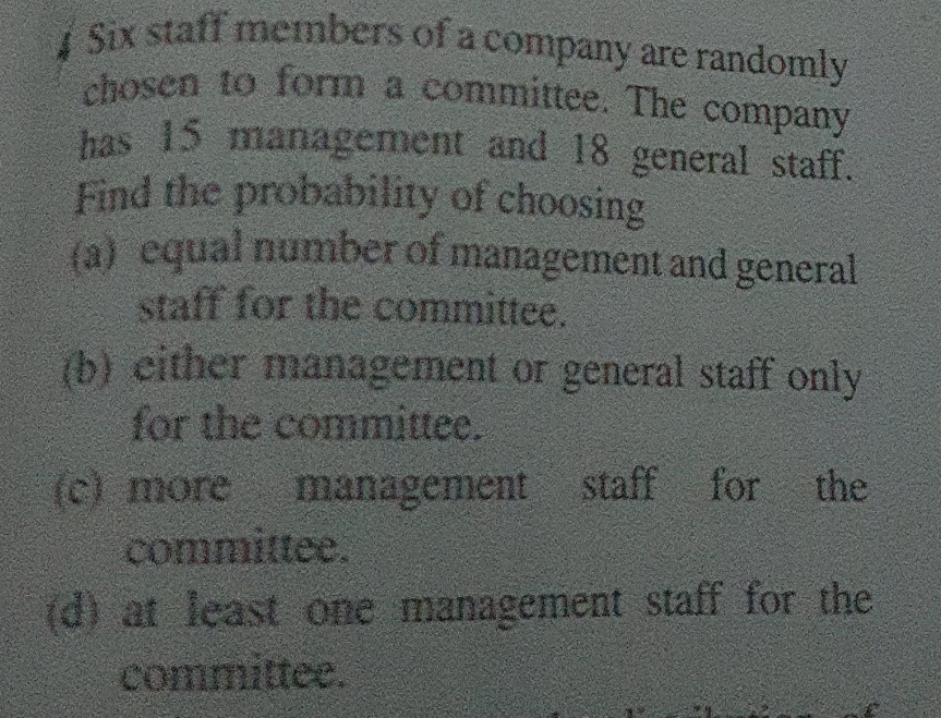 counting rule / Six staff members of a company