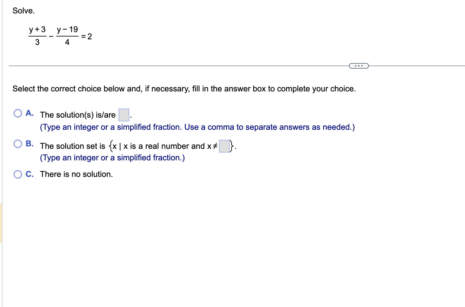 Solve. 4 x2 - 5 =2 . . . Select the correct