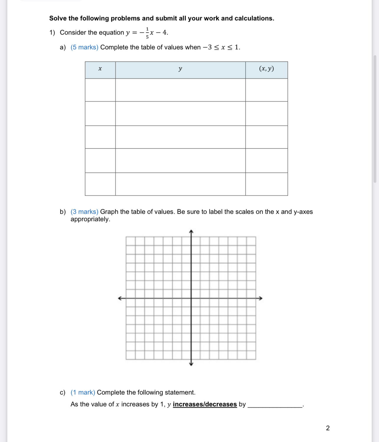 Solve the following problems and submit all your