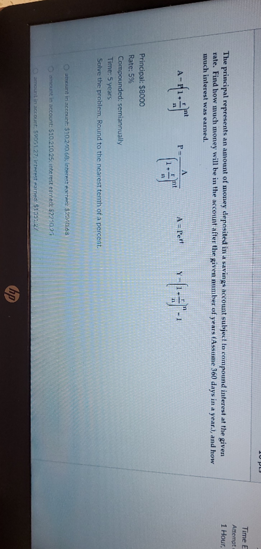 Solve Problem Time E Attempt The principal